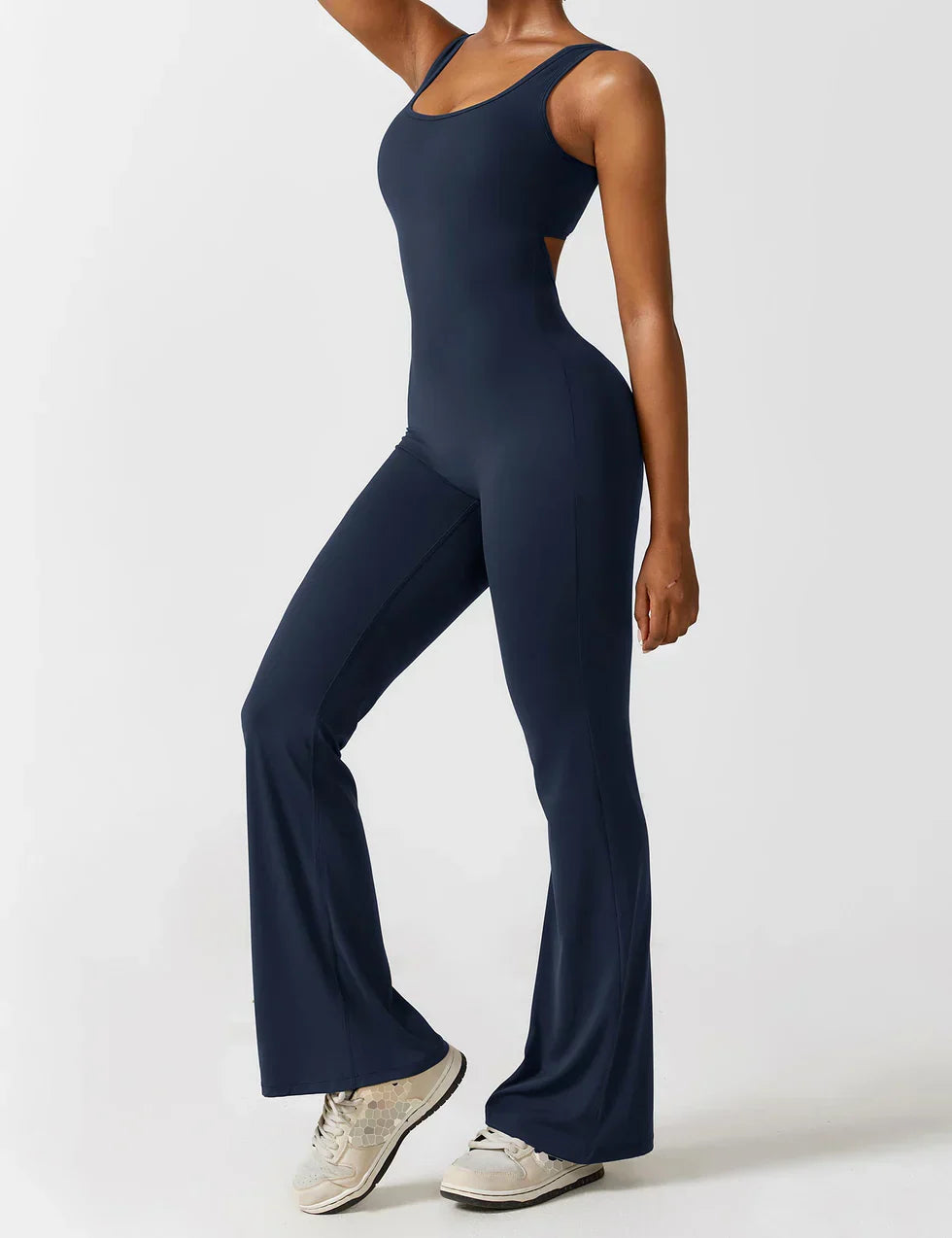 Elena - Flared V -Back Jumpsuit