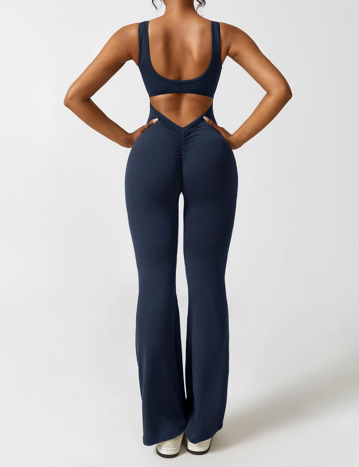 Elena - Flared V -Back Jumpsuit