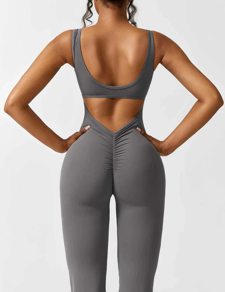 Elena - Flared V -Back Jumpsuit