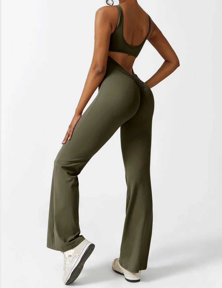 Elena - Flared V -Back Jumpsuit
