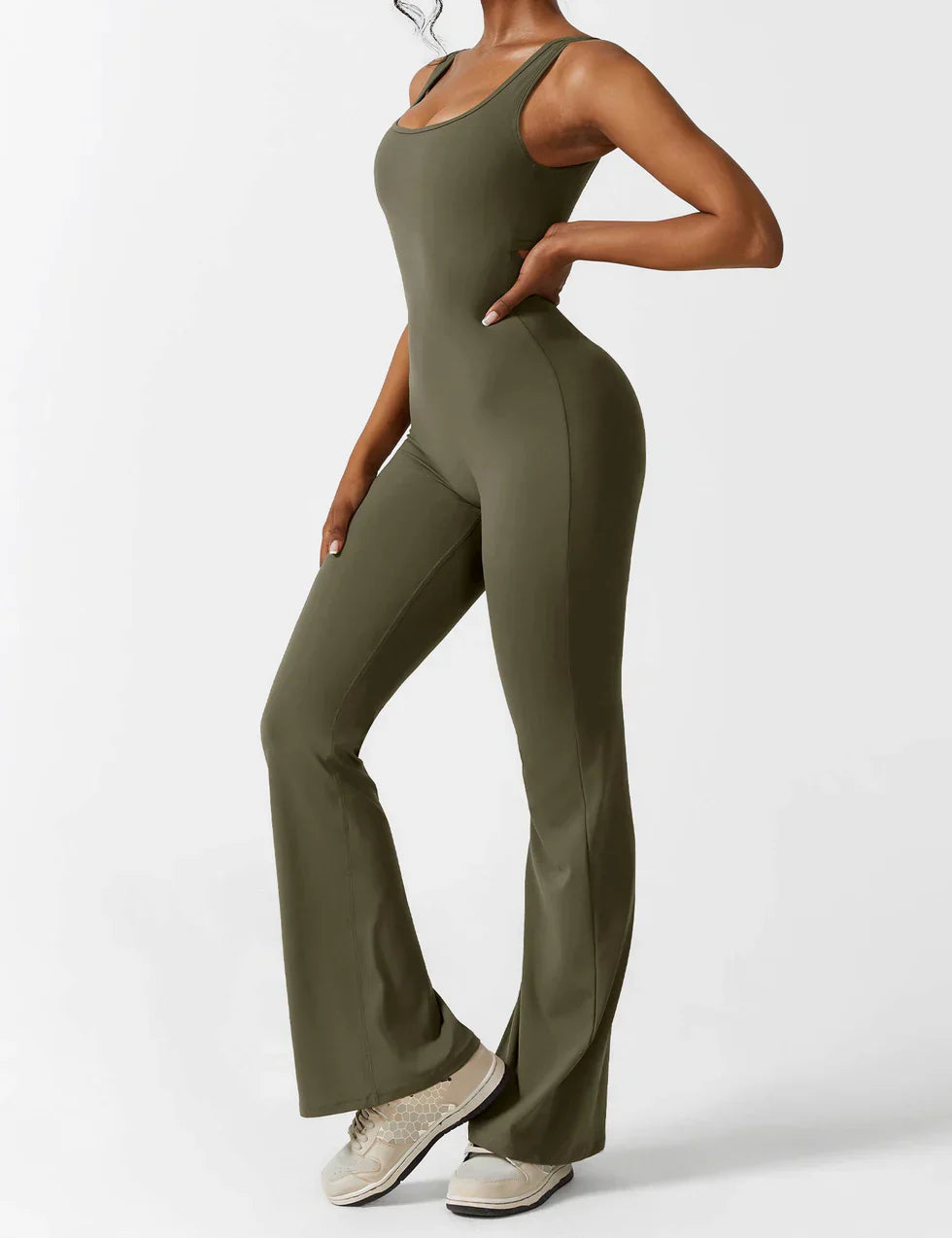 Elena - Flared V -Back Jumpsuit