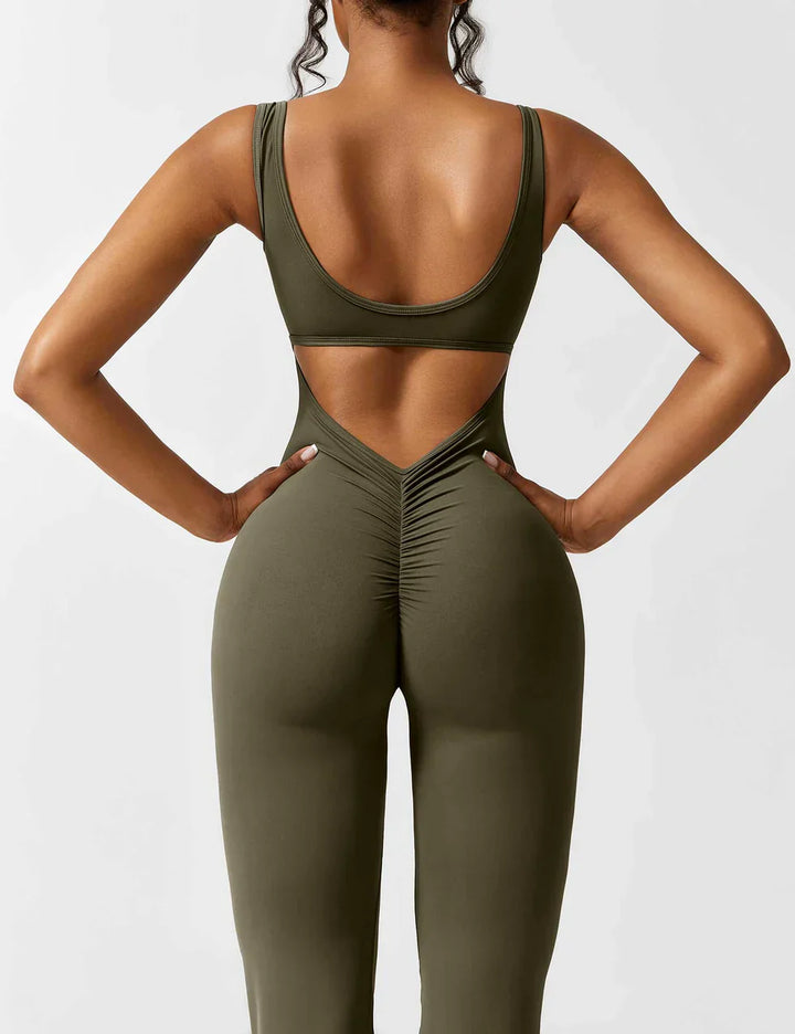 Elena - Flared V -Back Jumpsuit