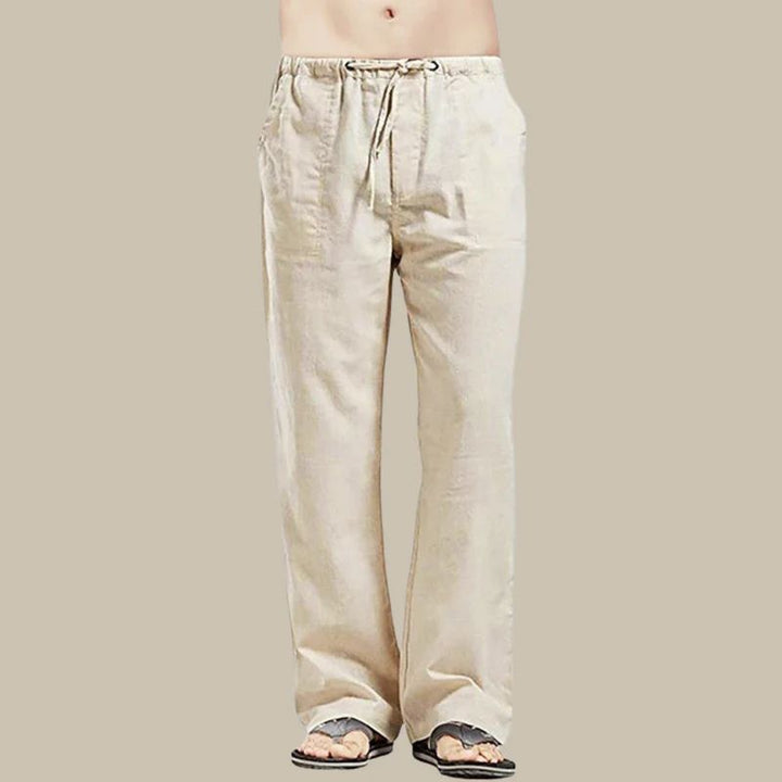 comfortabele linnen zomerbroek voor heren, perfect voor warme dagen en casual looks.