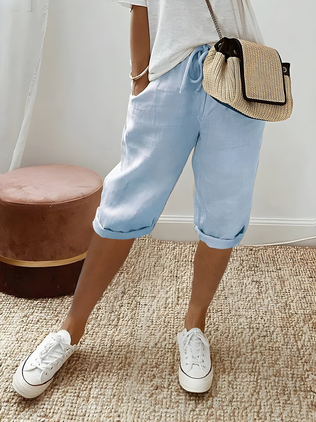Mila | Chic breathable linen shorts grey