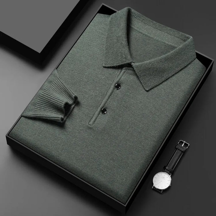 Artam - Warm Knit Long-Sleeve Polo