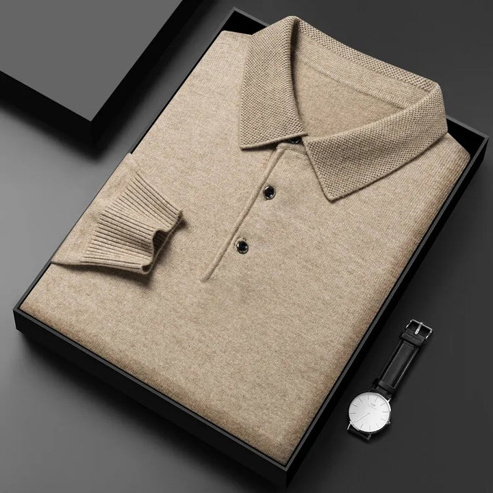 Artam - Warm Knit Long-Sleeve Polo