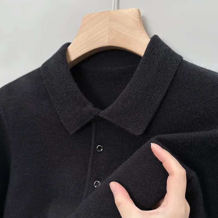 Artam - Warm Knit Long-Sleeve Polo