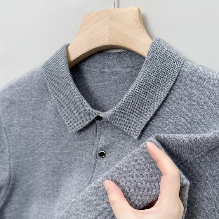 Artam - Warm Knit Long-Sleeve Polo