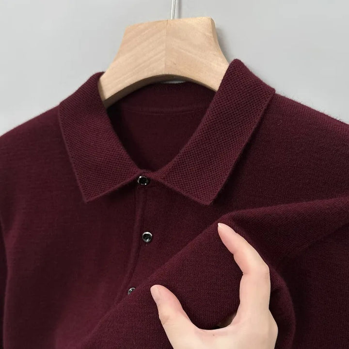 Artam - Warm Knit Long-Sleeve Polo