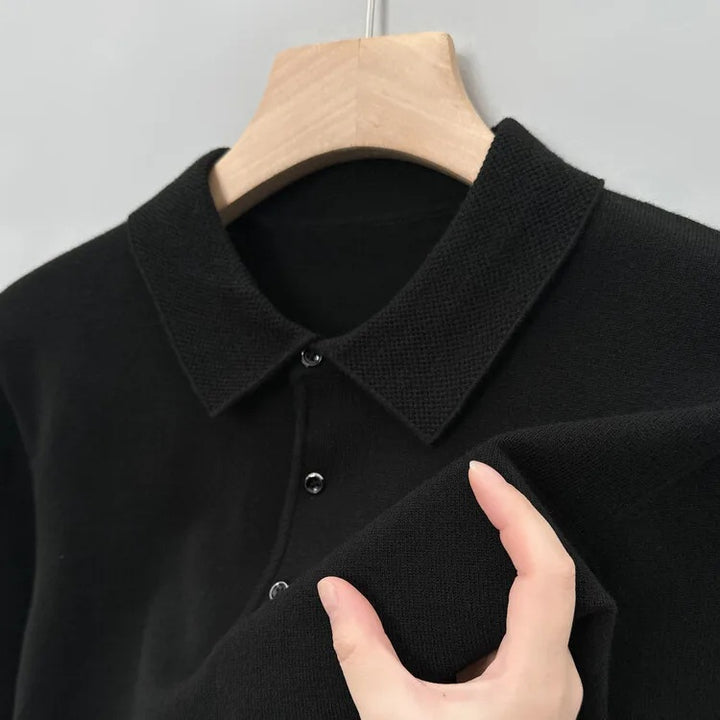 Artam - Warm Knit Long-Sleeve Polo
