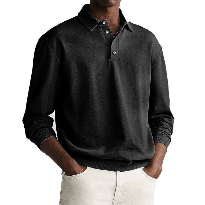 Eliot - Solid Color Button-Up Polo Shirt